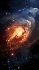 Fototapeta premium The night sky is filled with stars and clouds, creating an ethereal atmosphere