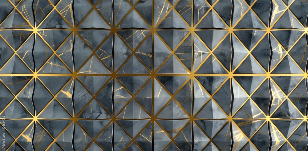 Poster 3d rendering of seamless pattern rudders with grey and gold color geometric background design for in