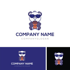 Panda drink logo design, vector logo design, illustration 