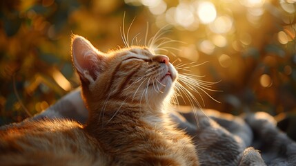 Cozy Feline in the Golden Warmth Generative AI