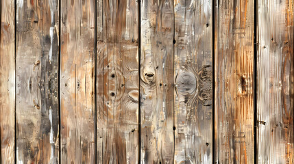 Weathered Wooden Fence With Knots and Nails Texture