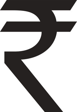 Rupee symbol icon in regular weight. Indian currency symbol isolated on white background with black shape. Rupee currency symbol. Line art of Indian rupee currency symbol. Vector illustration.