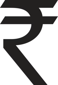 Rupee symbol icon in regular weight. Indian currency symbol isolated on white background with black shape. Rupee currency symbol. Line art of Indian rupee currency symbol. Vector illustration.