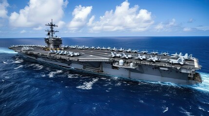 The aircraft carrier, complete with a collection of formidable fighter jets.