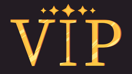 VIP flat vector illustration. Premium VIP member, golden luxury VIP business card design template. Vector illustration.