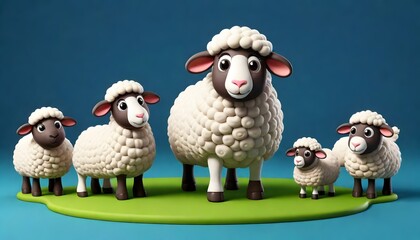 a sheep 3D with a green grass - AI generated 