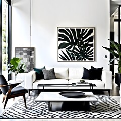 modern living room, white walls