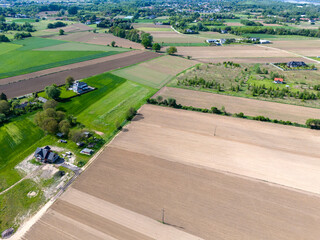 Krajobraz polskiej wsi, widok z lotu ptaka