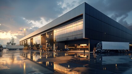 Obraz premium modern contemporary Logistics distribution center, Retail warehouse.