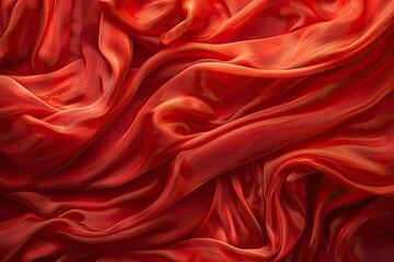 Obraz premium A red fabric with a pattern of waves. The fabric is very soft and smooth