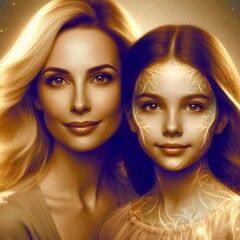 Obraz premium A Bond Beyond Words: A Heartfelt Mother-Daughter Portrait