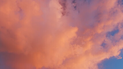 Summer sky at sunset with clouds. Cloudscape in tropical summer sunlight. Timelapse.