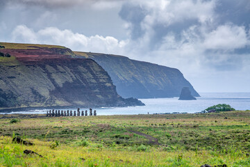 moais in Tongariki, Rapa Nui, Easter Island