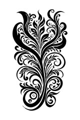 Botanical black and white pattern. For use on tattoos, posters, textiles, T-shirt printing. Generated by Ai
