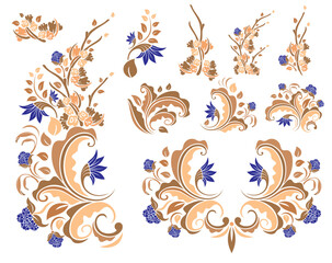 Decorative floral vintage frames and borders set. Vector design. floral ornament.