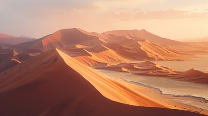 Tranquil sunrise over sandy dunes