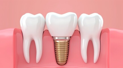 Dental implant in human jaw model