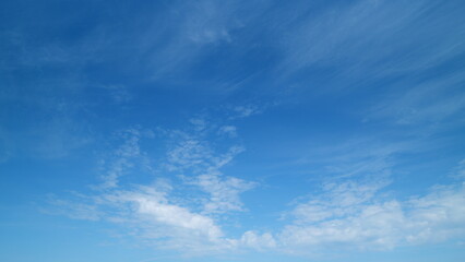 Sky with bautiful silky clouds. Puffy fluffy cirrus clouds. Timelapse.