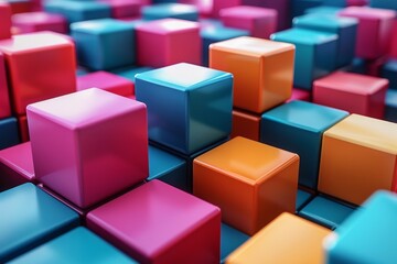 Obraz premium A sleek image showing a simple yet modern pattern of cubes in pastel shades offering a minimalist aesthetic