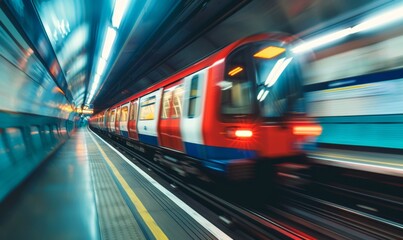 Obraz premium Speeding metro train in motion blur