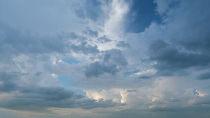 Dark storm clouds make sky dark. Magic dramatic sky in rainy weather. Beautiful nature storm clouds. Timelapse.