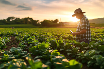 Fototapeta premium Smart agriculture with data drives global economic growth, increasing exports and positively impacting the national economy.