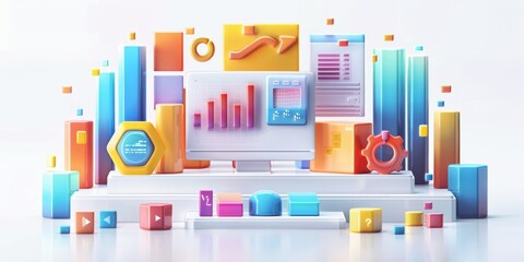 Colorful 3d illustration of data analytics concept