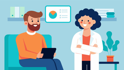 With a warm smile a doctor sits down next to a patient in the waiting room and takes the time to go through the potential side effects and.