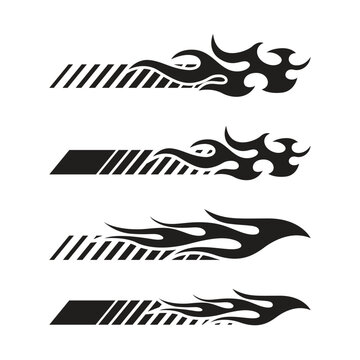 Collection of flame effect stickers for racing style vehicle wraps