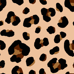 Fototapeta premium Abstract Hand Drawing Large Leopard Cheetah Jaguar Panther Animal Skin Fur Leather Shapes Seamless Vector Pattern Isolated Background