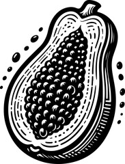 Fototapeta premium Papaya fruit black outline illustration. Coloring book.