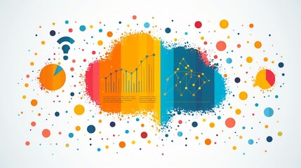 Simple graphic of a conversation bubble filled with charts and graphs, representing qualitative data in market research