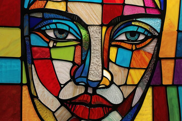 Experience pop art stained glass with bold colors and a Black Friday cross. Playful Christian art for a vibrant aesthetic.