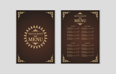 luxury Food Menu Design template Layout for restaurant, Editable Food menu card template design