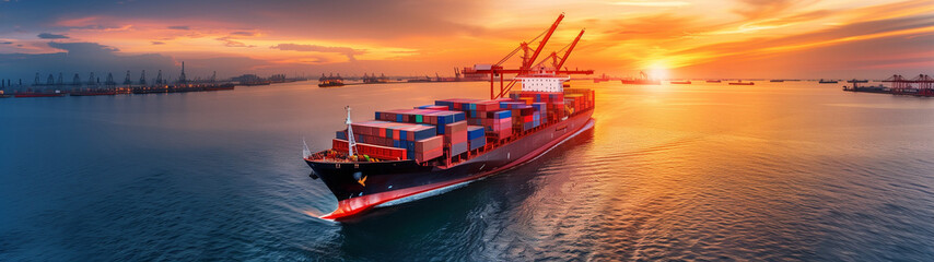 Naklejka premium container ship that symbolises international transport, created with generative AI technology