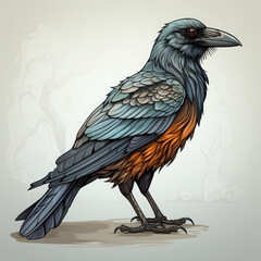 Fototapeta premium Watercolor Crow vector, clipart Illustration, Generative Ai