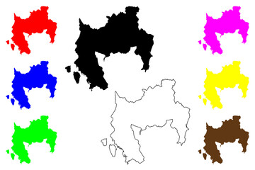 Obraz premium South Sardinia province (Italy, Italian Republic, Sardinia region) map vector illustration, scribble sketch Province of South Sardinia map