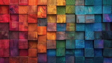 Abstract geometric colorful 3d wood square cube texture background. Designs for banners, wallpapers and tile.
