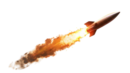 Dynamic missile rocket, symbolizing space exploration, awe-inspiring technology, ideal for aerospace promotion.