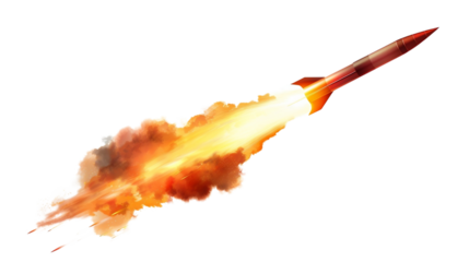 Dynamic missile rocket, symbolizing space exploration, awe-inspiring technology, ideal for aerospace promotion.