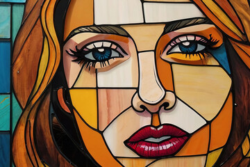 Experience pop art stained glass with bold colors and a Black Friday cross. Playful Christian art for a vibrant aesthetic.