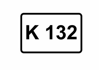 Illustration eines Kreisstraßenschildes der K 132 in Deutschland	