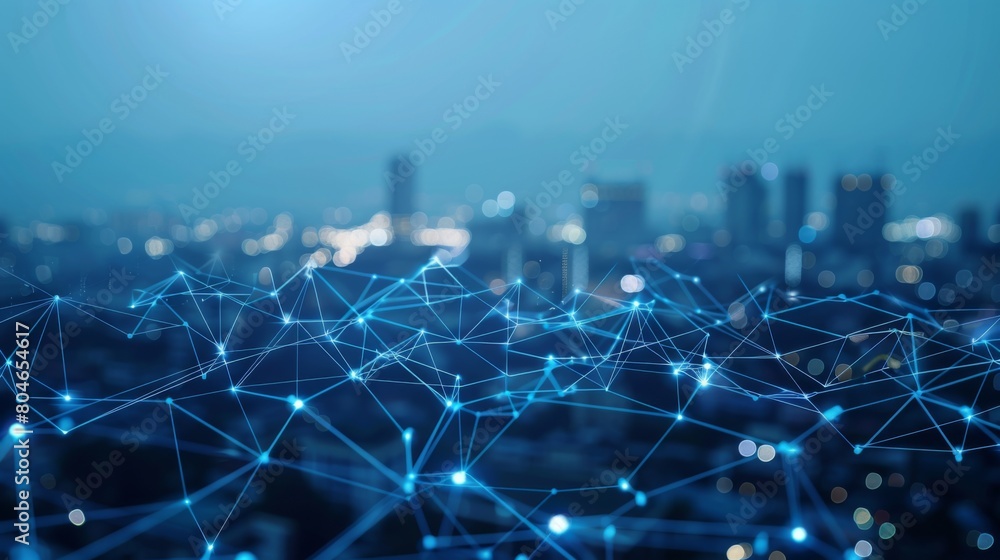 Poster Smart city connection dot point connect with line network, technology metaverse concept.Big data connection technology. Telecommunication