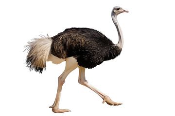 Running Ostrich Isolated on Clear White Background