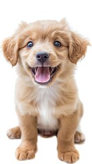 Close up portrait of a puppy isolated on white background