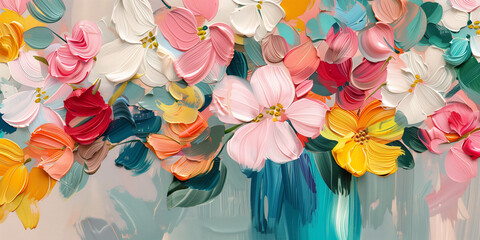 Colorful Bouquet of Paper Flowers: Artistic Representation in Soft Pastel Tones