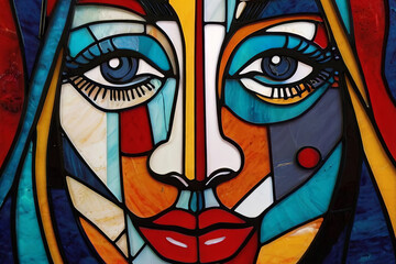 Experience pop art stained glass with bold colors and a Black Friday cross. Playful Christian art for a vibrant aesthetic.