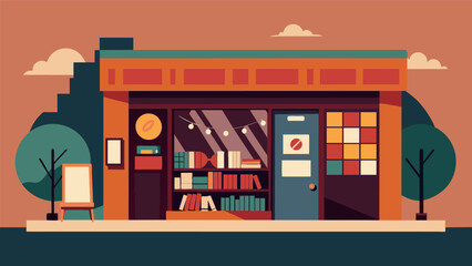 Tucked away in a quiet corner of the city this indie record shop is a beloved hangout spot for music lovers with a cozy listening nook and a selection Vector illustration