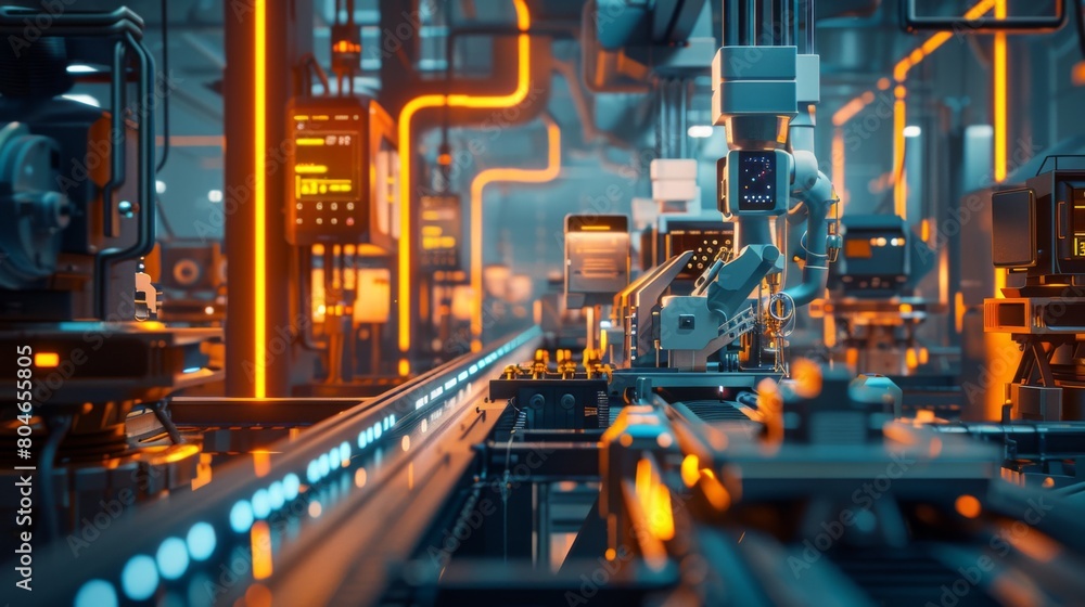 Poster smart industry concept. automation and data exchange in manufacturing technologies.