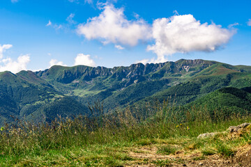 View of the peaks of the Maritime-Alps from the Alpet mount on a sunny summer day